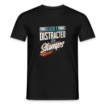 Fasciné par les timbres : la distraction d’un philatéliste - T-shirt homme - noir - Devant - AI Model Male 178 light (178cm)