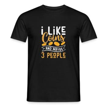 Few People, Many Coins: A Collector's Truth - Men's T-Shirt - black - Front - AI Model Male 178 light (178cm)