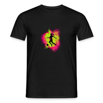 Bunte Fußballerin Mädchen und Frauen Fußball Motiv - Männer T-Shirt - Schwarz - Vorne - AI Model Male 178 light (178cm)