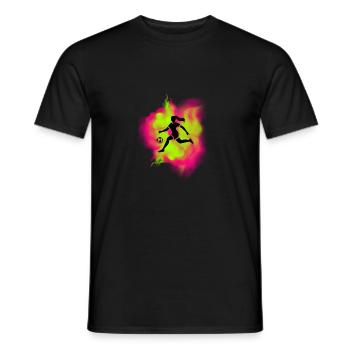 Bunte Fußballerin Mädchen und Frauen Fußball Motiv - Männer T-Shirt - Schwarz - Vorne - AI Model Male 178 light (178cm)