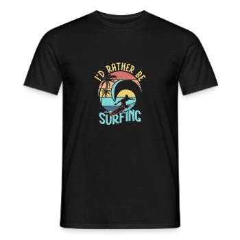 I'd Rather Be Surfing Summer Surfer Surfboard - Men's T-Shirt - black - Front - AI Model Male 178 light (178cm)