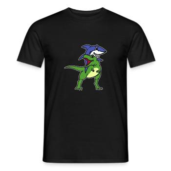 Drôle de requin chevauchant T-Rex Dinosaure Nouveauté graphique - T-shirt homme - noir - Devant - AI Model Male 178 light (178cm)