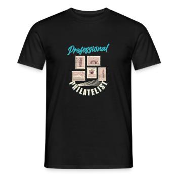 Expert in Stamps: The Professional Philatelist - Men's T-Shirt - black - Front - AI Model Male 178 light (178cm)