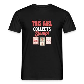 Le girl power dans la philatélie : des timbres à ma façon - T-shirt homme - noir - Devant - AI Model Male 178 light (178cm)
