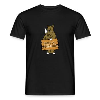 Rhinoceros Not A Unicorn Funny Angry Animal Cool - Men's T-Shirt - black - Front - AI Model Male 178 light (178cm)