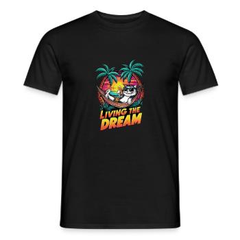 chat avec une biere à la plage - humour - T-shirt homme - noir - Devant - AI Model Male 178 light (178cm)