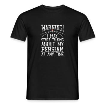 Avertissement! Peut commencer à parler persan à tout moment chat - T-shirt homme - noir - Devant - AI Model Male 178 light (178cm)