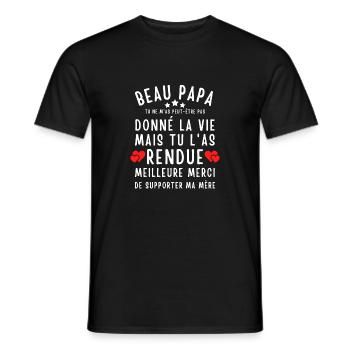 Beau Papa Tu Ne M as Peut Être Pas Donné - T-shirt homme - noir - Devant - AI Model Male 178 light (178cm)