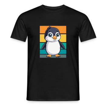 Pingouin rétro - T-shirt homme - noir - Devant - AI Model Male 178 light (178cm)