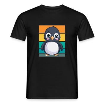 Pingouin rétro - T-shirt homme - noir - Devant - AI Model Male 178 light (178cm)