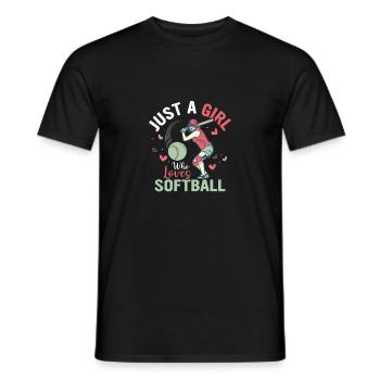 Just A Girl Who Loves Softball Team Baseball - Men's T-Shirt - black - Front - AI Model Male 178 light (178cm)