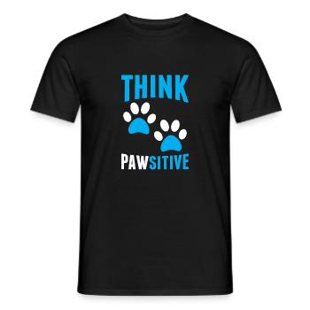 Think Pawsitive Funny Dog Pawprint Humor Animal - Men's T-Shirt - black - Front - AI Model Male 178 light (178cm)