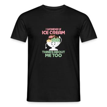 Je me demande si Ice Cream pense aussi à moi Cone Sc - T-shirt homme - noir - Devant - AI Model Male 178 light (178cm)