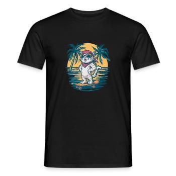 Skate Cat - Cute and Cool Kitten - Men's T-Shirt - black - Front - AI Model Male 178 light (178cm)