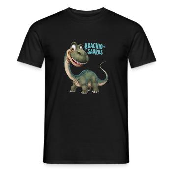 DINOSAURES, BRACHIO SAURUS - T-shirt homme - noir - Devant - AI Model Male 178 light (178cm)