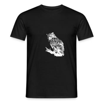 Owl On Tree Branch Black White Nocturnal Predator - Men's T-Shirt - black - Front - AI Model Male 178 light (178cm)