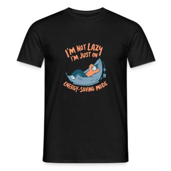 I'M NOT LAZY I'M JUST, ON ENERGY SAVING MODE - Men's T-Shirt - black - Front - AI Model Male 178 light (178cm)