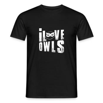 I Love Owls Nocturnal Birds Of Prey Sayings Lover - Men's T-Shirt - black - Front - AI Model Male 178 light (178cm)