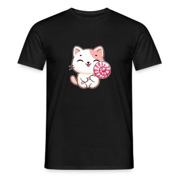 Kawaii Cat With Lollipop - Lollipop Candy Lover - Men's T-Shirt - black - Front - AI Model Male 178 light (178cm)