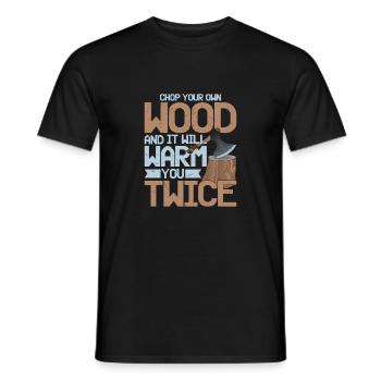 Coupez votre propre bois et il vous réchauffera deux fois plus - T-shirt homme - noir - Devant - AI Model Male 178 light (178cm)