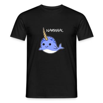 Cute Narwhal Unicorn Of The Sea Cool Sea Animal - Men's T-Shirt - black - Front - AI Model Male 178 light (178cm)