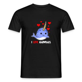 Ich liebe Narwale Herzen Einhorn Des Meeres Süß - Männer T-Shirt - Schwarz - Vorne - AI Model Male 178 light (178cm)
