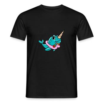 Narwhal On Unicorn Float Lifebuoy Float Cool pun - Men's T-Shirt - black - Front - AI Model Male 178 light (178cm)