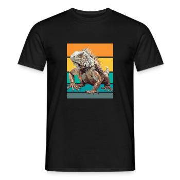 Design rétro Iguana - T-shirt homme - noir - Devant - AI Model Male 178 light (178cm)