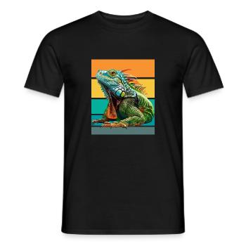 Iguane Design Rétro - T-shirt homme - noir - Devant - AI Model Male 178 light (178cm)