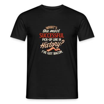 Most Successful Pick-up Line - Bacon Lover BBQ - Men's T-Shirt - black - Front - AI Model Male 178 light (178cm)
