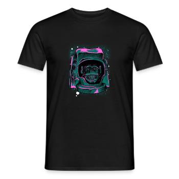Retro Astronaut Affenkopf T-Shirt - Lustiger Affe - Männer T-Shirt - Schwarz - Vorne - AI Model Male 178 light (178cm)