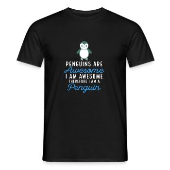 Les pingouins sont géniaux Je suis génial Pingouin mignon Jeu de mots - T-shirt homme - noir - Devant - AI Model Male 178 light (178cm)