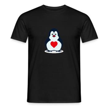 Chemise coeur pingouin - Drôle mignon oiseau amoureux des animaux - T-shirt homme - noir - Devant - AI Model Male 178 light (178cm)