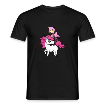 Flamingo Riding Licorne T-Shirt Rose Flamingo Pun - T-shirt homme - noir - Devant - AI Model Male 178 light (178cm)