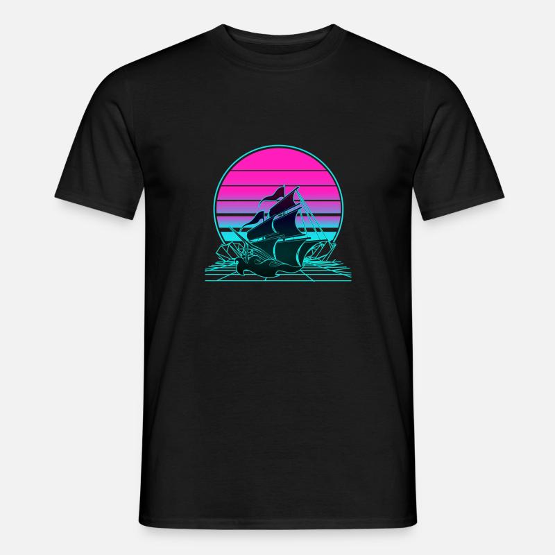 Sunset Pirate Ship - Männer T-Shirt - Schwarz