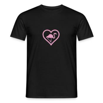 Pink Flamingo Heart T-Shirt - Wading Bird Species - Men's T-Shirt - black - Front - AI Model Male 178 light (178cm)