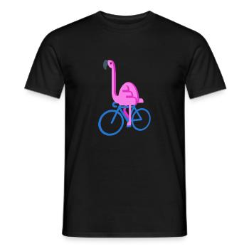 Flamingo Auf Einem Fahrrad Lustig Rosa Vogel Niedlich Spielen - Männer T-Shirt - Schwarz - Vorne - AI Model Male 178 light (178cm)