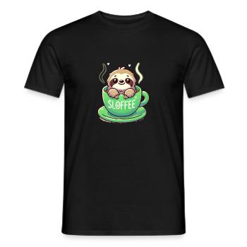 Cute Sloth Coffee Lover - Men's T-Shirt - black - Front - AI Model Male 178 light (178cm)