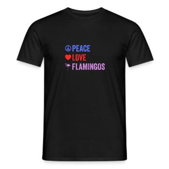 Peace Love Flamingos T-Shirt - Wading Bird Species - Men's T-Shirt - black - Front - AI Model Male 178 light (178cm)