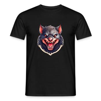 Wild angry animal Tasmanian devil mascot - Men's T-Shirt - black - Front - AI Model Male 178 light (178cm)