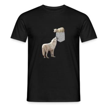 Wolf Reaching Sheep In Your Fake Pocket Funny - Men's T-Shirt - black - Front - AI Model Male 178 light (178cm)