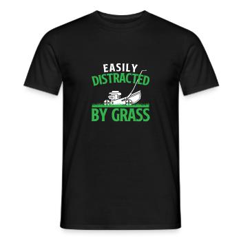 Facilement distrait par l’herbe - Tondeuse à gazon Jardinage - T-shirt homme - noir - Devant - AI Model Male 178 light (178cm)