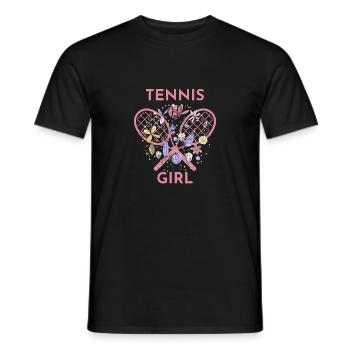 Tennis Girl Floral Heart - Men's T-Shirt - black - Front - AI Model Male 178 light (178cm)