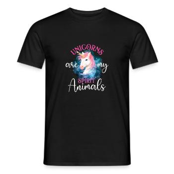 Les licornes sont mes animaux spirituels - Licorne arc-en-ciel - T-shirt homme - noir - Devant - AI Model Male 178 light (178cm)