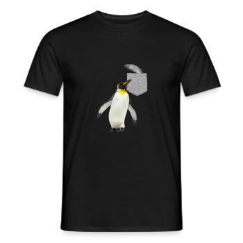Pinguin, der nach Fisch in Ihrer falschen Tasche greift Spaß - Männer T-Shirt - Schwarz - Vorne - AI Model Male 178 light (178cm)