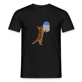 Katze, die nach Wollball in Ihrer falschen Tasche greift Spaß - Männer T-Shirt - Schwarz - Vorne - AI Model Male 178 light (178cm)