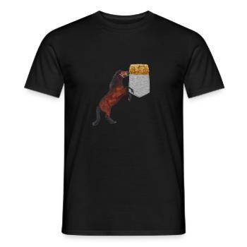 Pferd, das Nach Heu In Ihrer Falschen Tasche Greift Lustig - Männer T-Shirt - Schwarz - Vorne - AI Model Male 178 light (178cm)