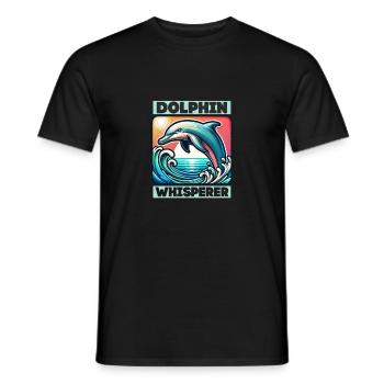 Dolphin Whisperer Beach Vacation Marine Biology - Men's T-Shirt - black - Front - AI Model Male 178 light (178cm)