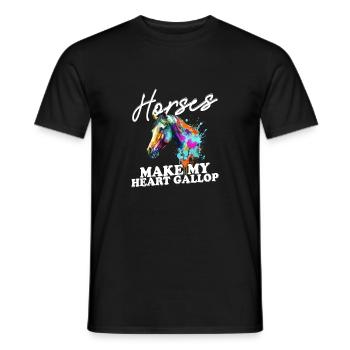 Chevaux Font Mon Coeur Galop Équitation Fille Cheval - T-shirt homme - noir - Devant - AI Model Male 178 light (178cm)