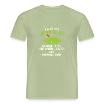 Ich war heute eins unter - lustiger Golfliebhaber - Männer T-Shirt - Sage - Vorne - AI Model Male 178 light (178cm)